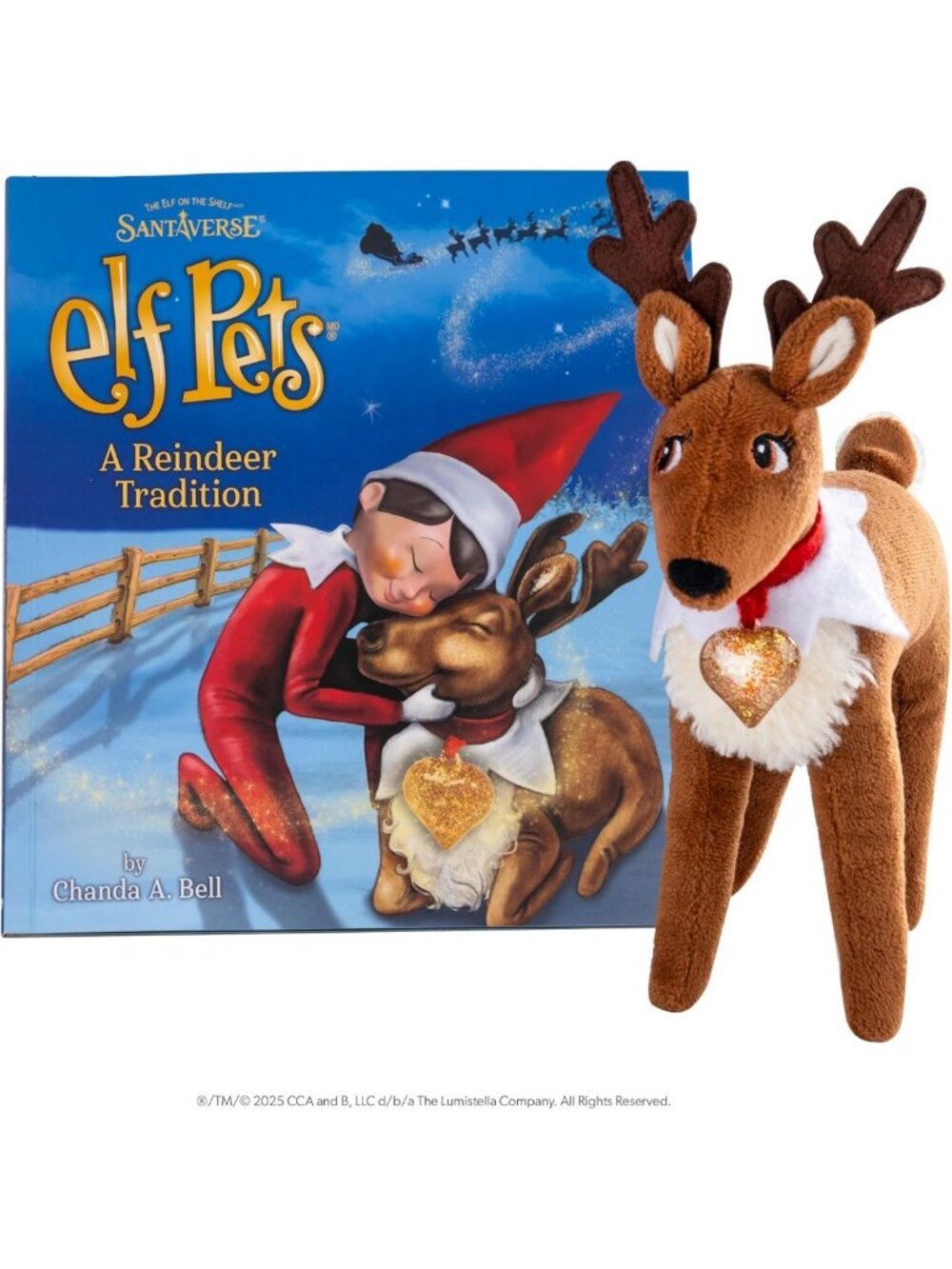 Huggable Reindeer Stuffed Animal with Storybook & Adoption Certificate for Kids
